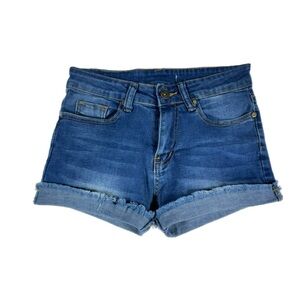 Celebrity Ace Cut-Off Frayed Hem Blue Jean Shorts